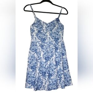SHEIN Blue and White Floral Mini Dress